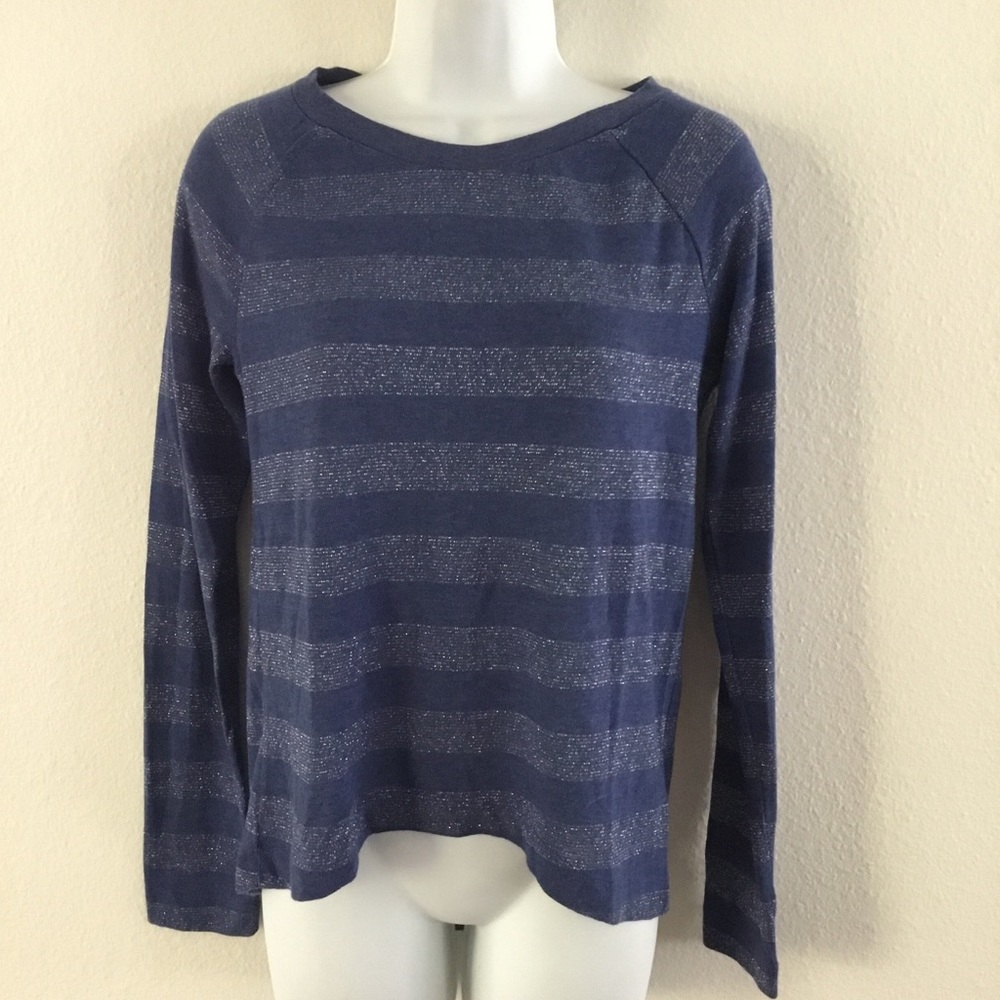 Mossimo Navy Blue Glitter Stripe Knit Top